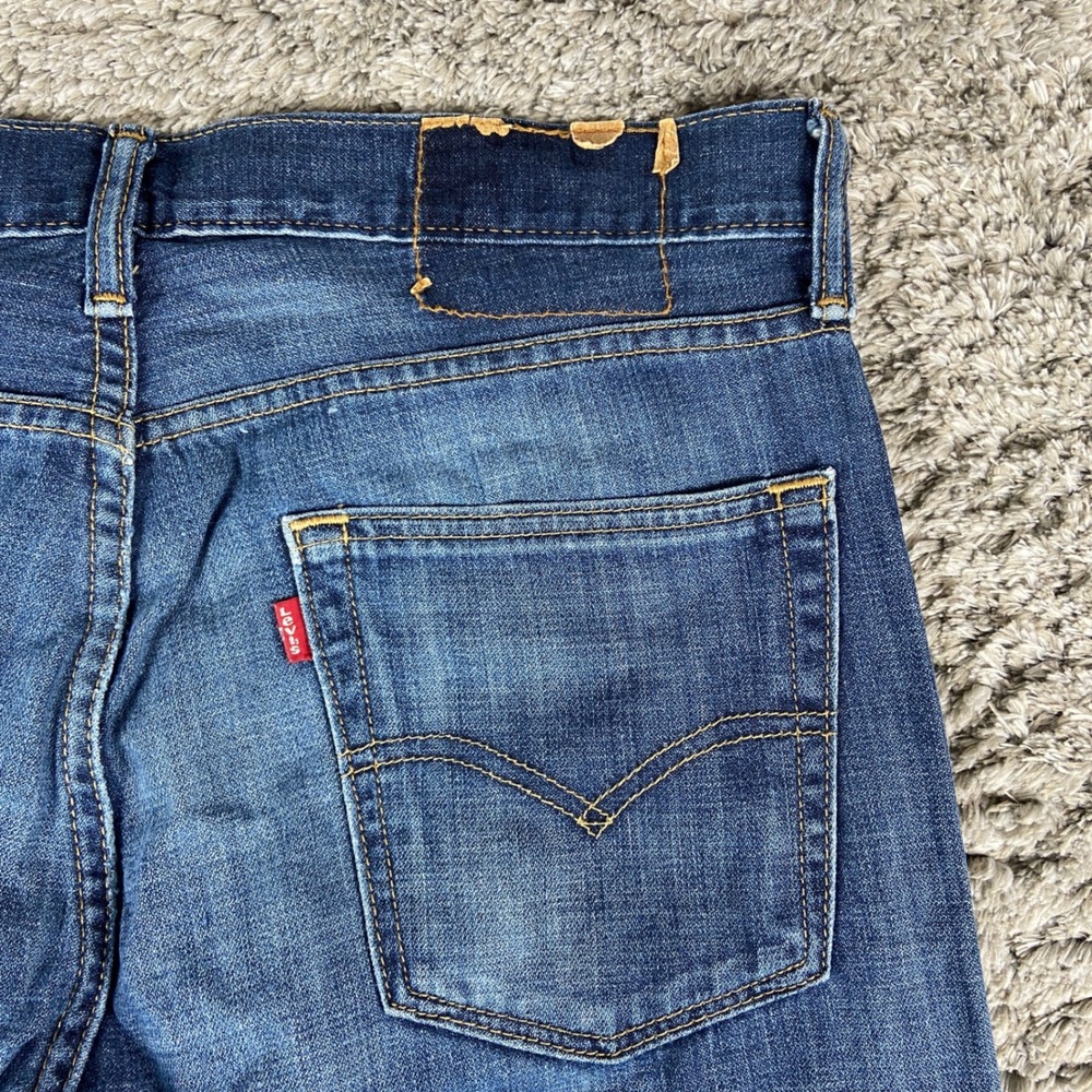 Levis 513 Jeans Men 33x32 Blue Denim Slim Straight Distressed Casual Cotton Pant